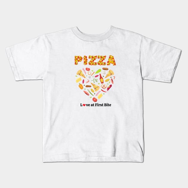 pizza is my valentine! Pizza Addicted, Vegetables, Mushroom, Tomato, Onion, Bell Pepper Unique Set Designs Value Pack Kids T-Shirt by IlanaArt